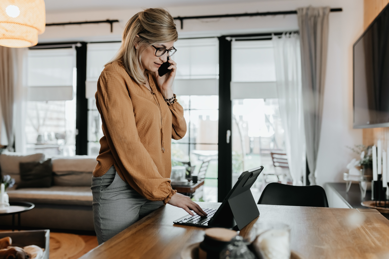 Image of woman on phone